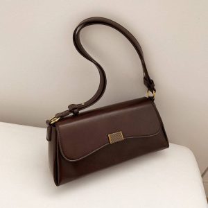 Elegant Women’s Brown Leather Crossbody Shoulder Bag (Chocolate Color)